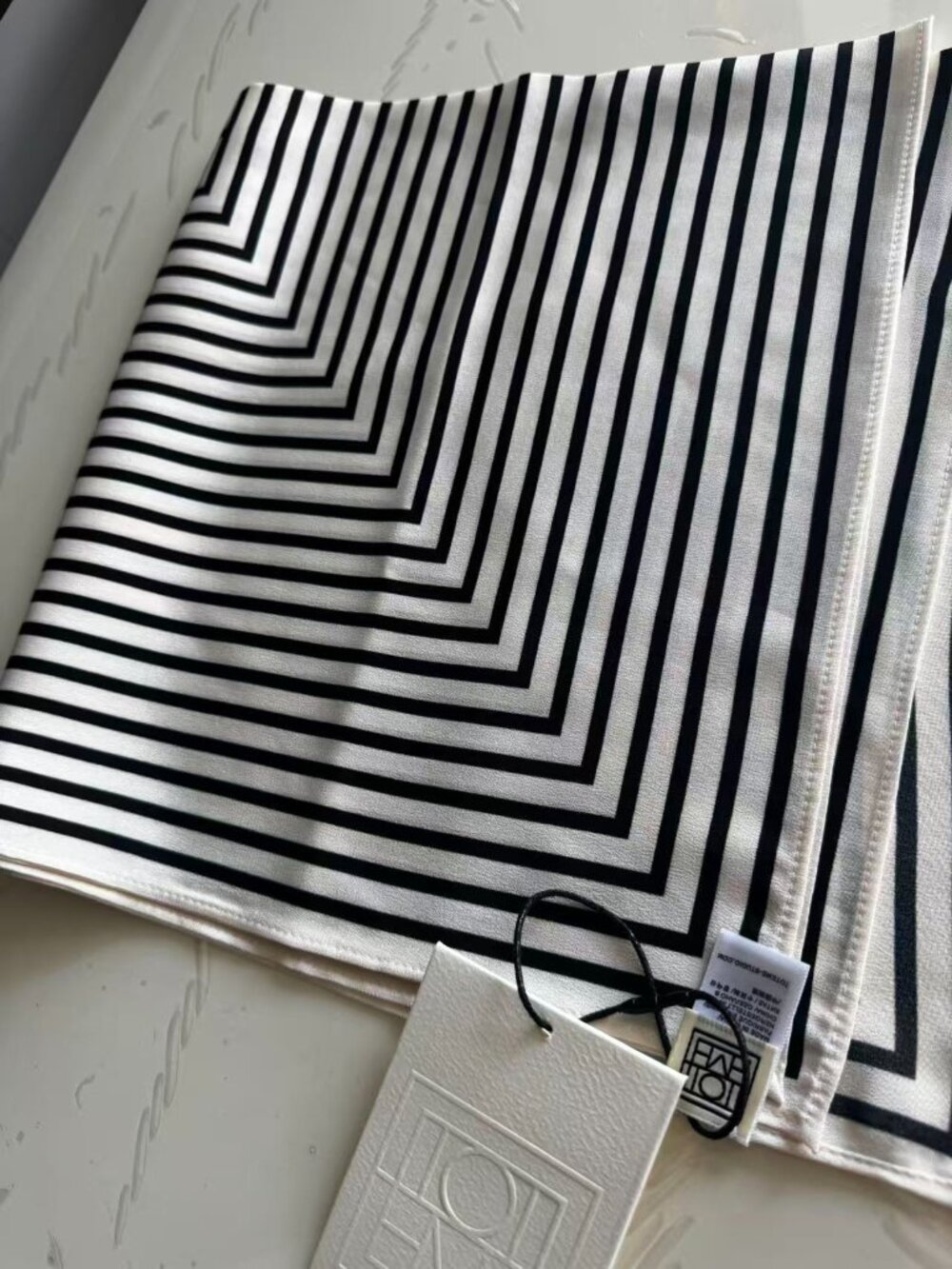 Toteme Silk Scarf 22" x 22" Black White Geometric Print Square Scarf NWT
